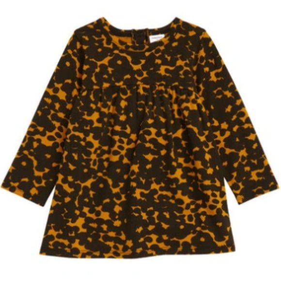 Nordstrom Babies Kids Cristina Martinez Graphic Dress Brown Bloom Smudge 24M NWT - Picture 1 of 7